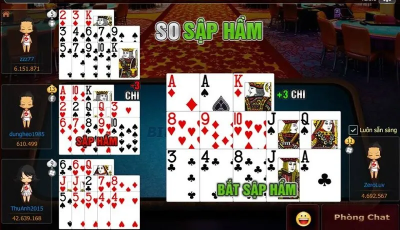 Chú ý cách chơi bài binh 13 cây của đối thủ